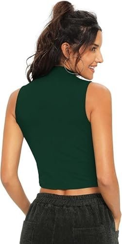 Women’s Sleeveless Slim Fit Crop/Tank Top High Neck Casual (BZF-Top-Tipsy) - Image 3