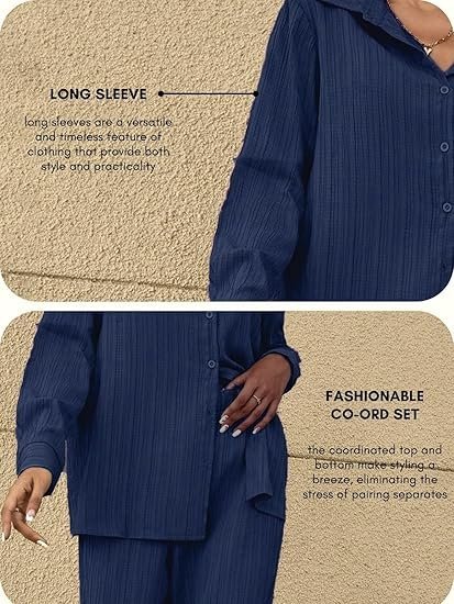 Stylish Co-ord Set for Women – Trendy Korean Summer Travel Outfit | Lightweight Two Piece Dress for Beach & Holiday Look | Casual Style | Textured | Full Sleeve - Image 4