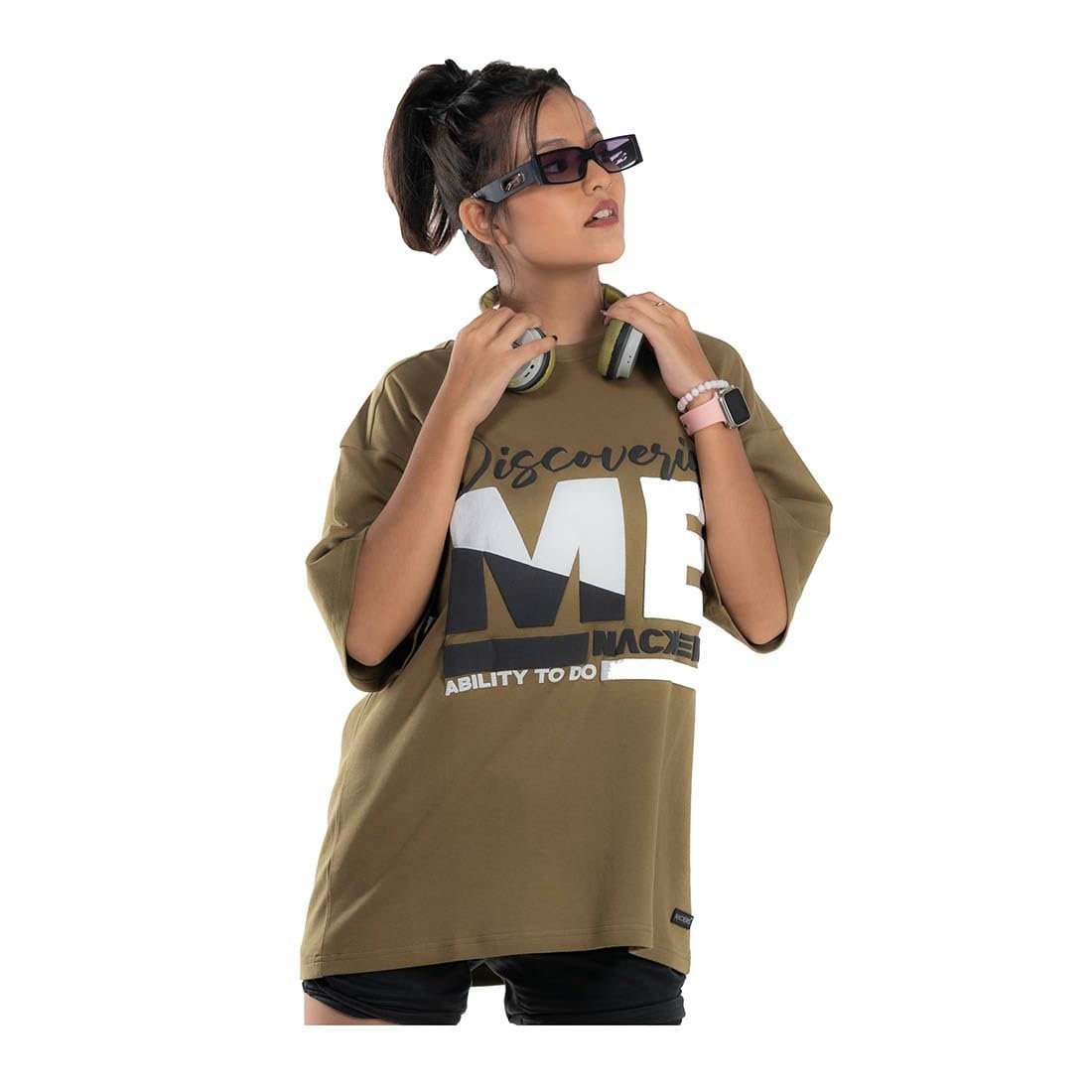 Women Olive Drab 100% Interlock Cotton Women Oversized Tshirt 230 GSM