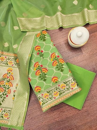 Women's Banarasi Cotton Silk Unstitched Salwar Suit Dress Material With Dupatta(OM-ST-49-MAIN) - Image 2