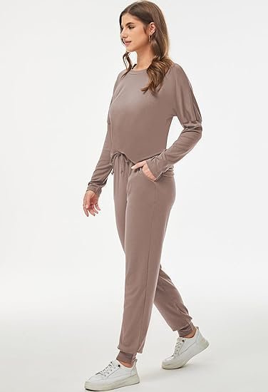 Women Jumpsuit Low V Neck Drawstring Waisted Long Pant Romper Outfits - Image 4