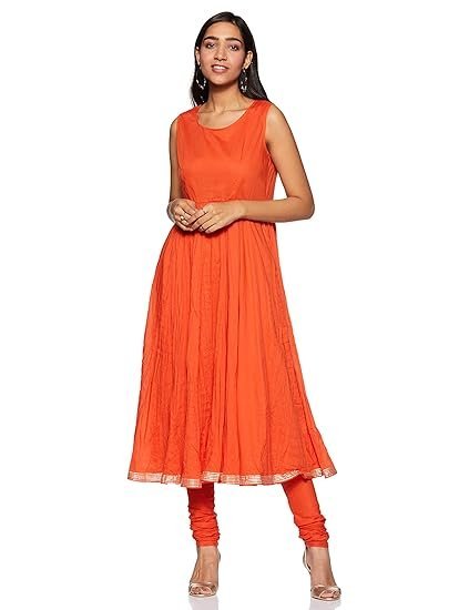 Women Cotton Blend Silk Flared Kurta Churidar Suit Set - Image 3