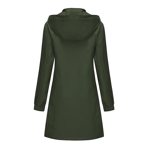 Women’s Long Waterproof Raincoat Detachable Hood Full Zip Button Casual Winter Jacket - Image 2